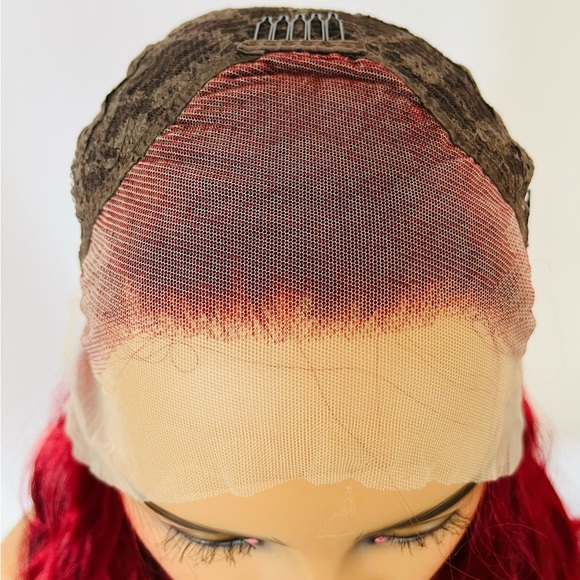 A Fabulous 24” Ruby Red 13x2.5 Premium Fiber Lace Front Wig - Daily Wear/Events - Picture 4 of 15